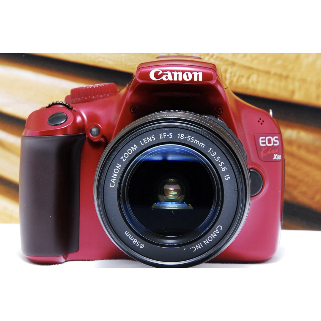 Canon - 一眼レフ キャノン kiss x50 Canon レッド 赤 スマホ転送の