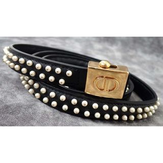 Christian Dior - ディオール サドル ベルト ネイビー紺 ベージュ