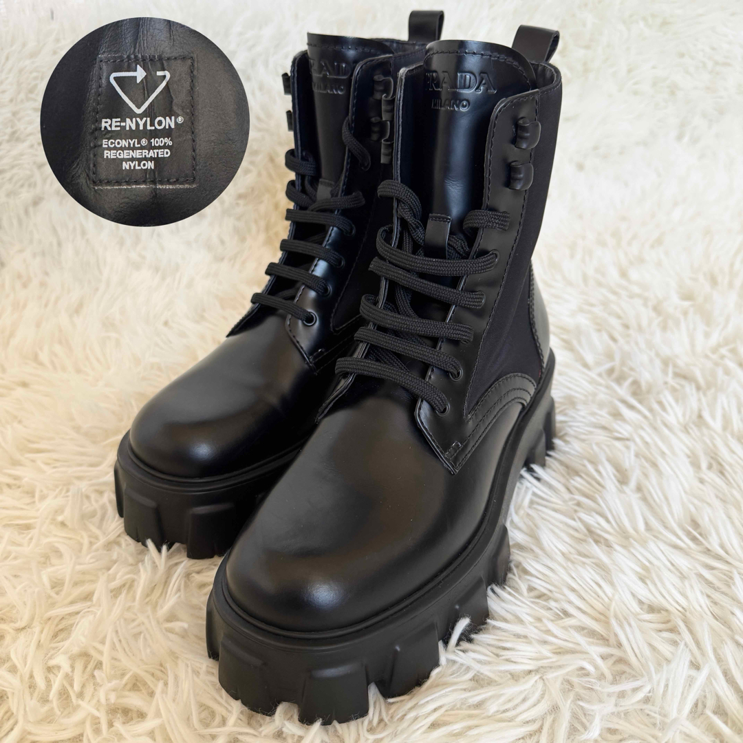 新品未使用 リナイロン プラダ モノリス ブーツ ブラック 23cm ハイカット