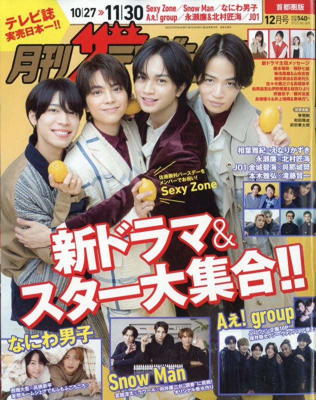 月刊ザ・テレビジョン 首都圏版 2023年 12月号【表紙：Sexy Zone