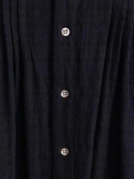 ウールリファイン裾フリルワンピース(前開き)（シャツワンピース