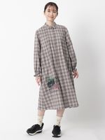 SUPER HAKKA×サクマ ユウコ 「森の家」モチーフ刺繍 先染めコットン麻