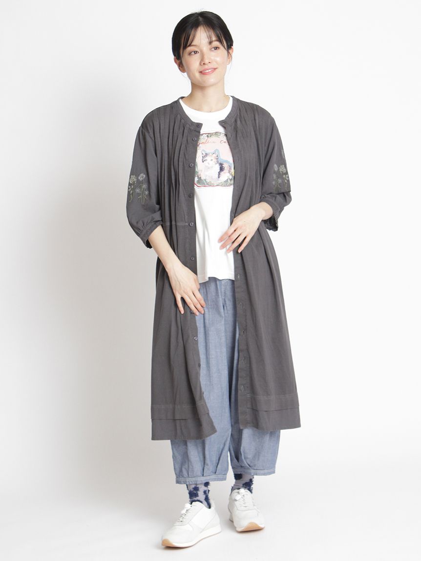 60/2天竺×ボイルコットンシフォンスプリングフラワー刺繍製品染め