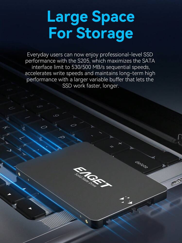 EAGET 480GB ポータブル SSD、2.5インチ SATA III インターフェース