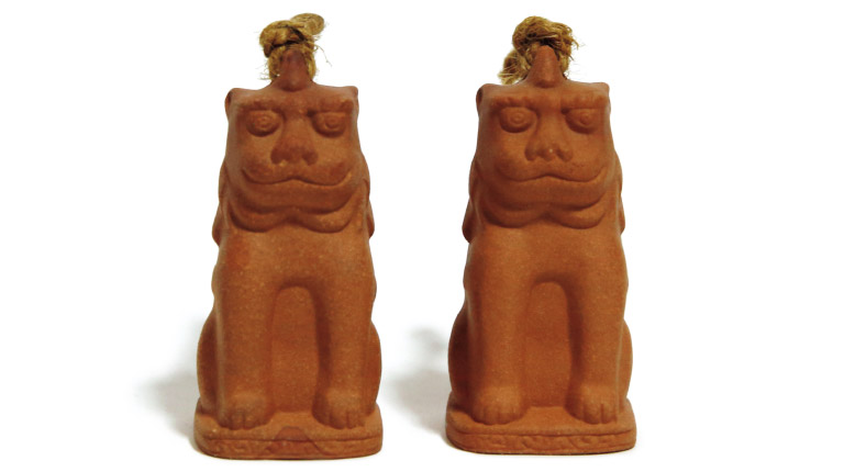 江戸期名陶 【加藤春岱】 瀬戸焼 特大狛犬 阿吽 一対 桐箱 獅子 古美術