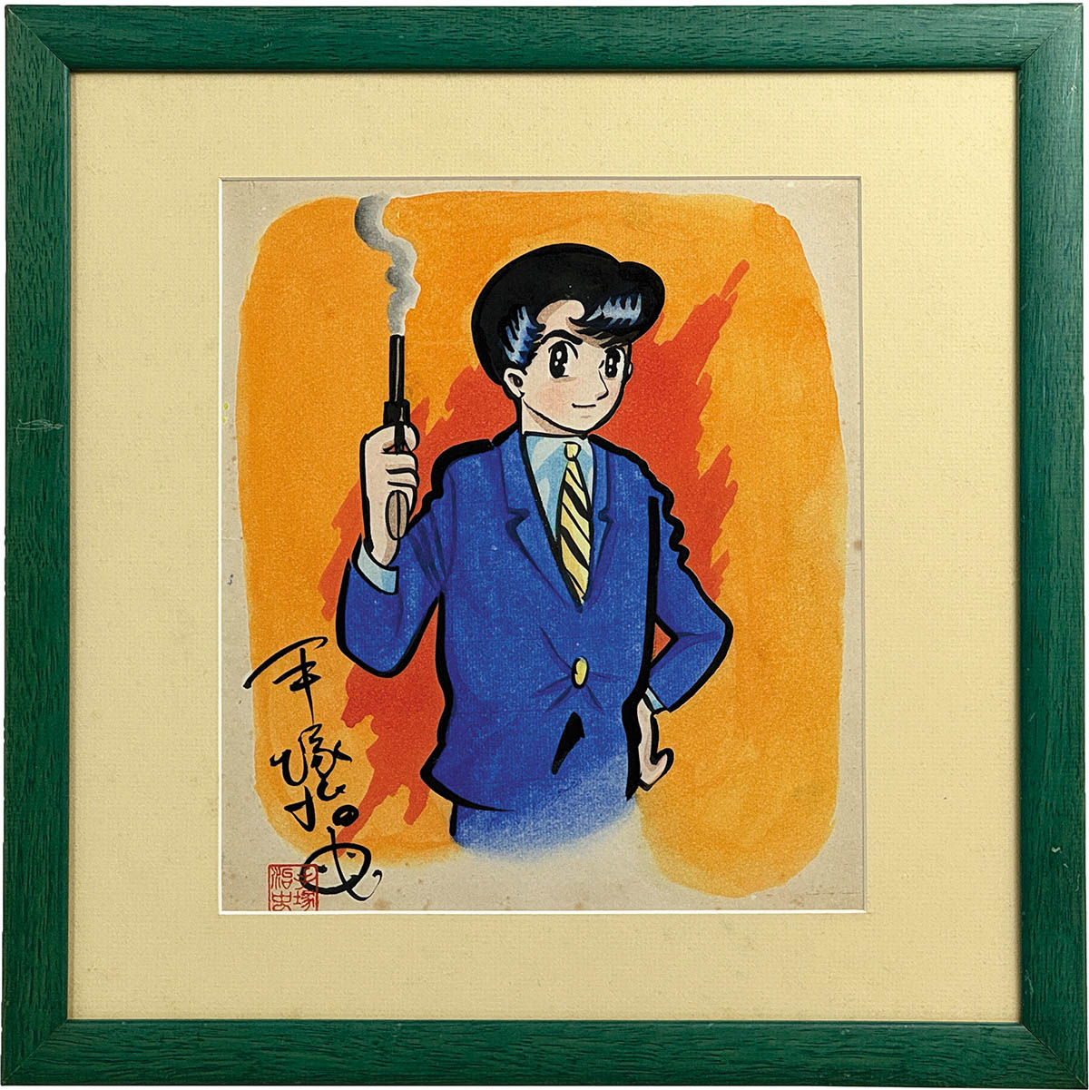 3003] 手塚治虫 直筆カラー色紙「ロック」