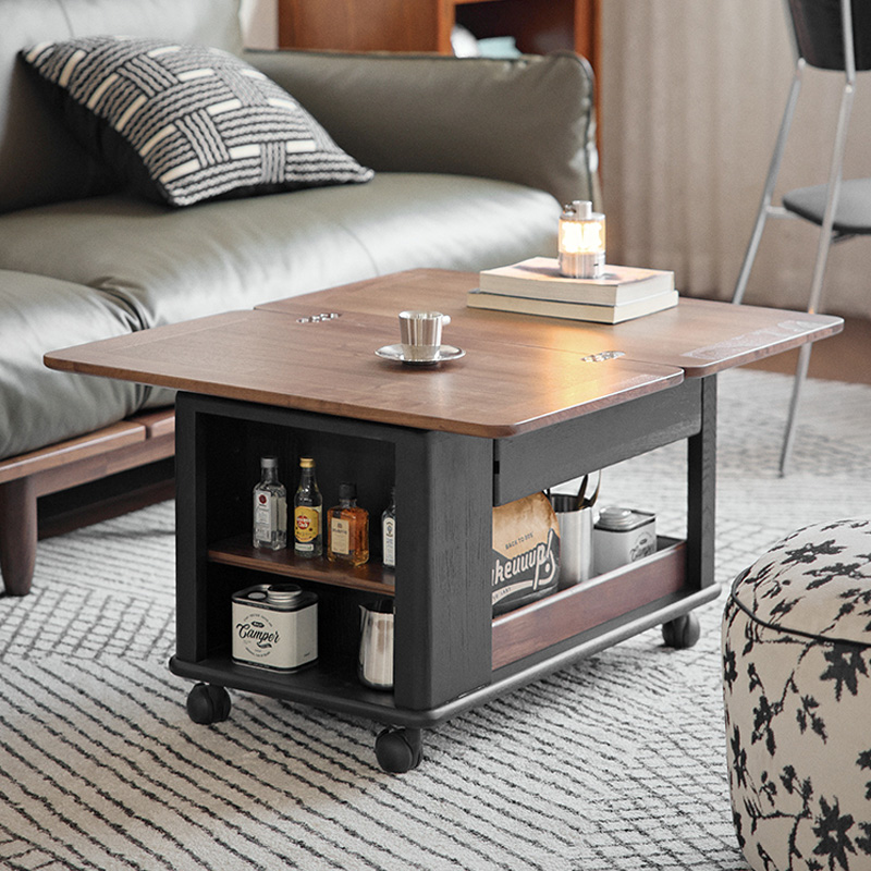 キャビネット付きキャリーローテーブル | 多機能性とヴィンテージ感を