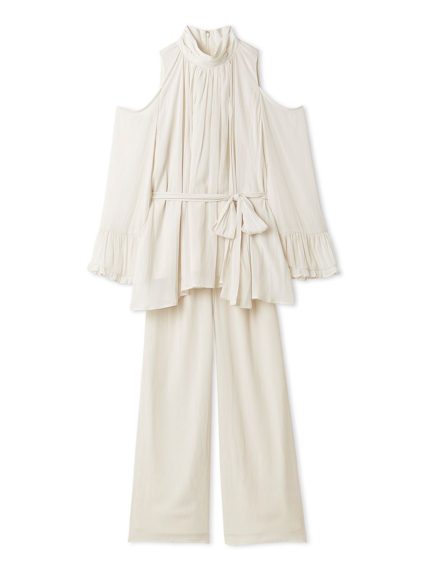 コールドショルダーパンツセットアップ(トップス＆ボトムセット