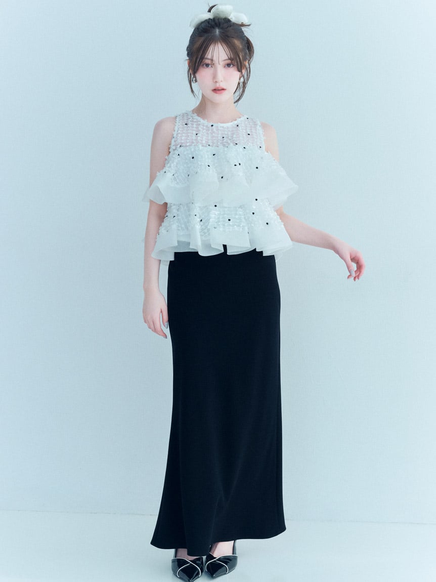 ラッフルジャガードボリュームブラウス(シャツ・ブラウス)｜トップス