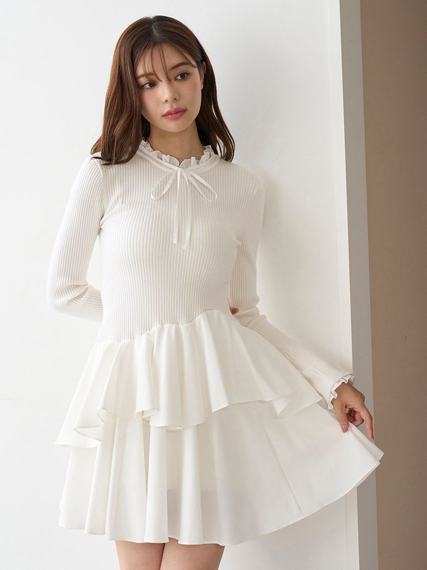 Sustainableドッキングミニニットワンピース(ミニワンピース