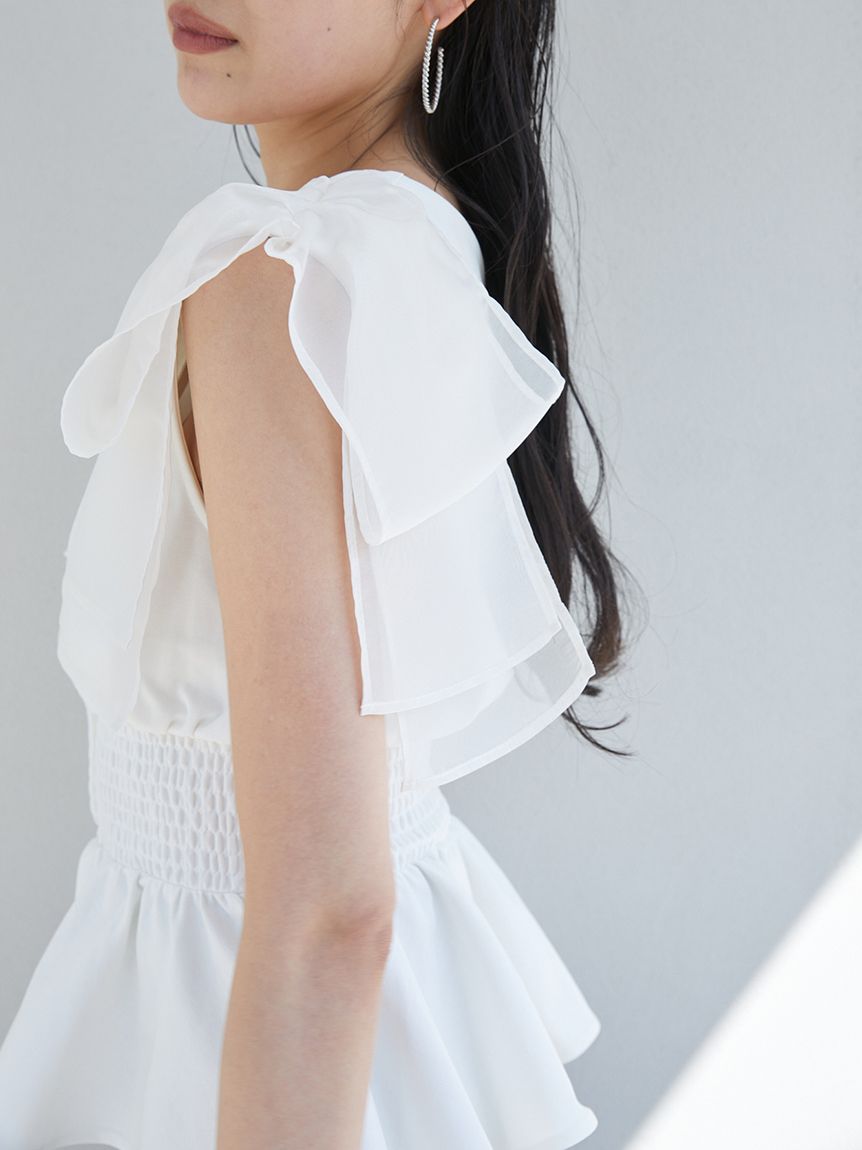 ウエストシャーリングリボンカットプルオーバー(Tシャツ・カットソー