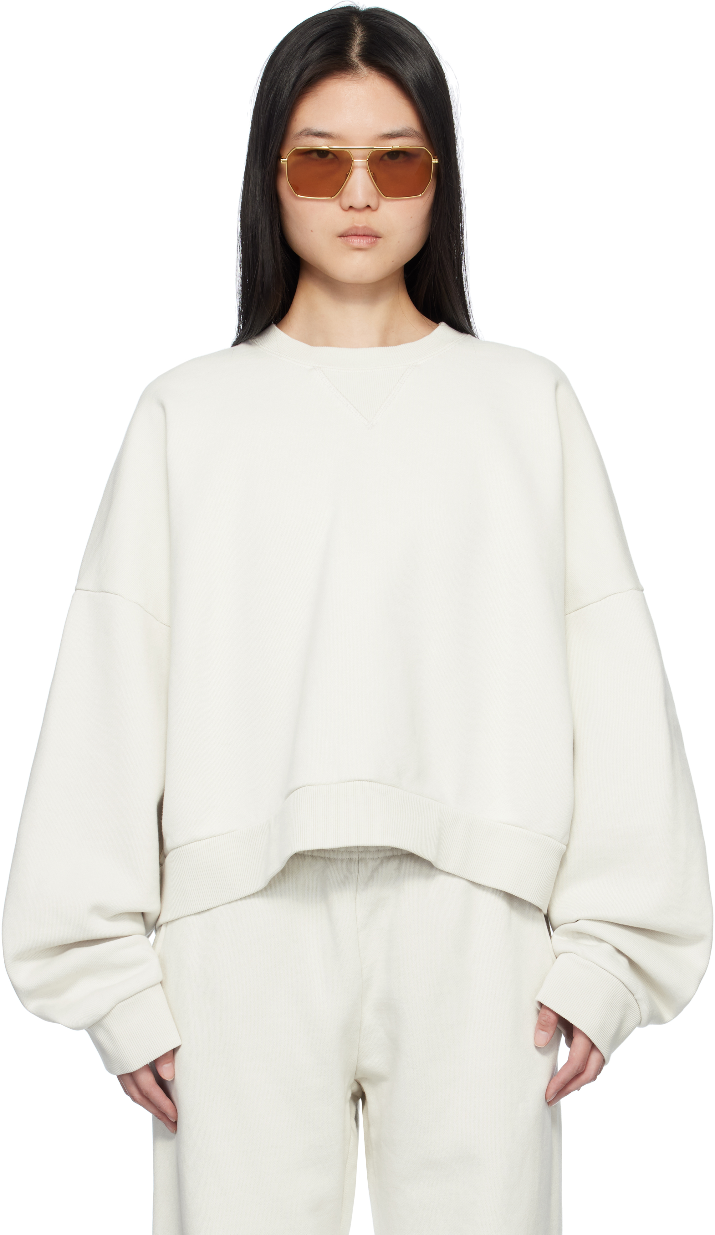 Entire Studios Off-white Box Crew Sweatshirt In Rice | ModeSens