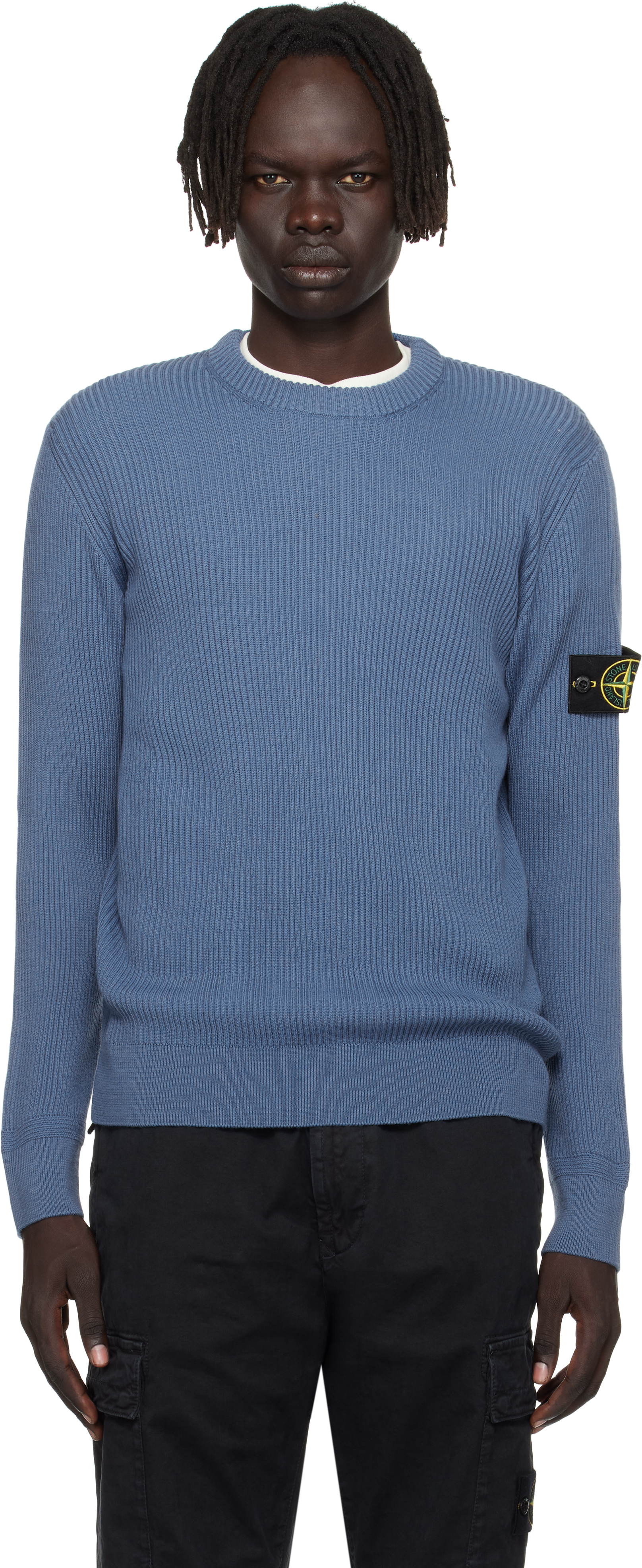 Stone Island: ブルー 5100053 Full Rib RWS Wool セーター | SSENSE 日本