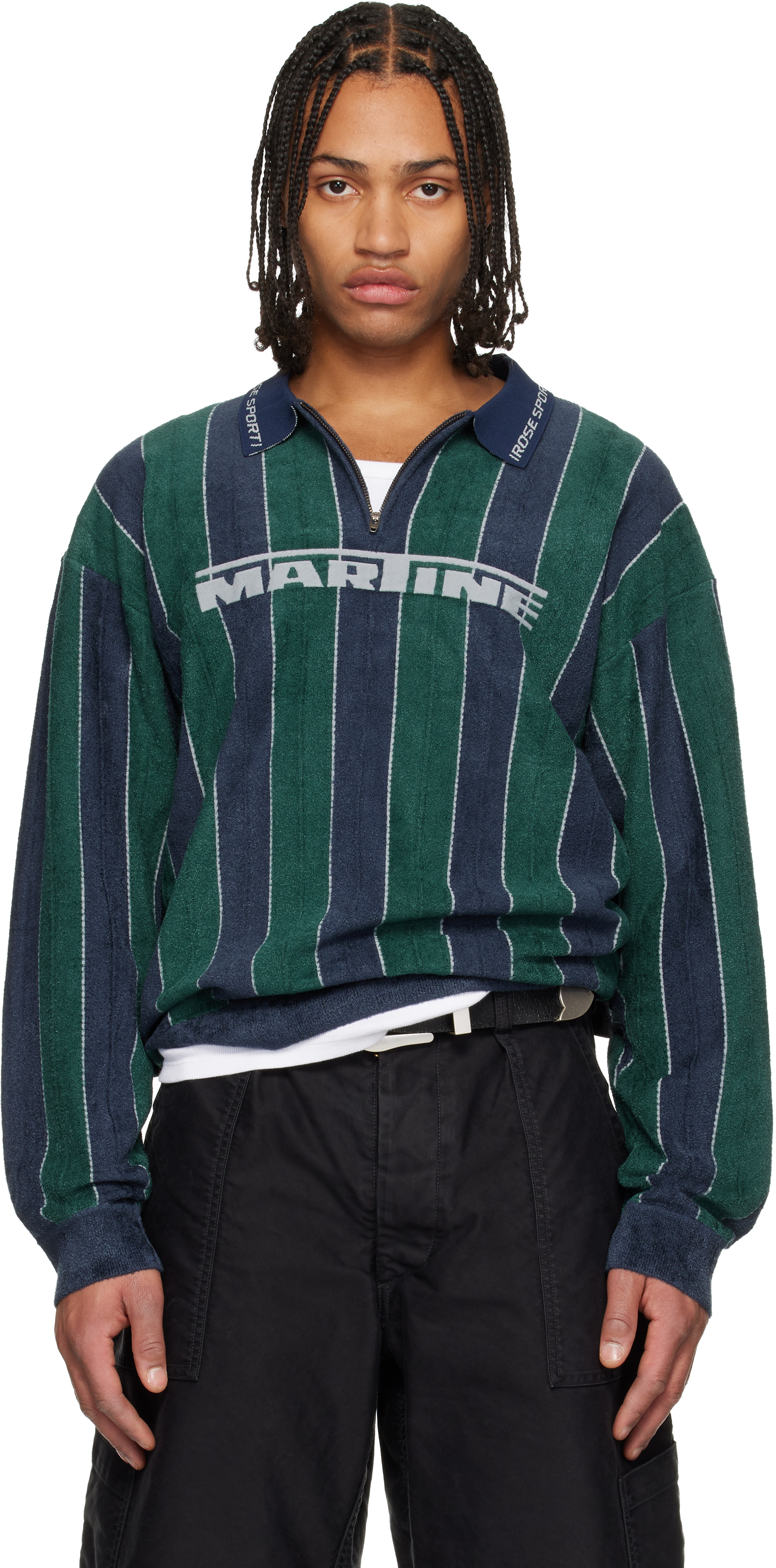 Green & Navy Sporty Logo Polo by Martine Rose on Sale