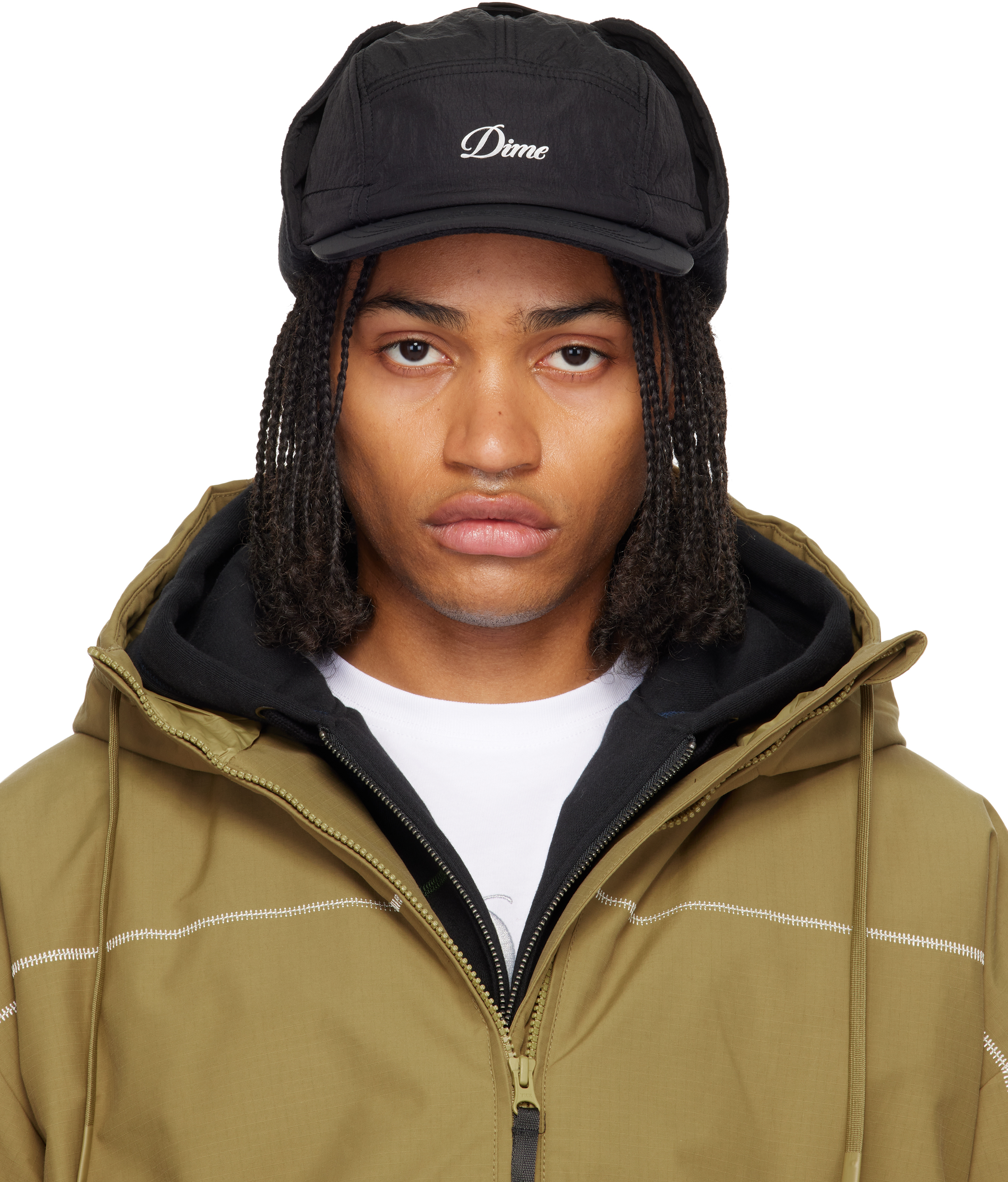 Dime: ブラック Cursive Earflap キャップ | SSENSE 日本