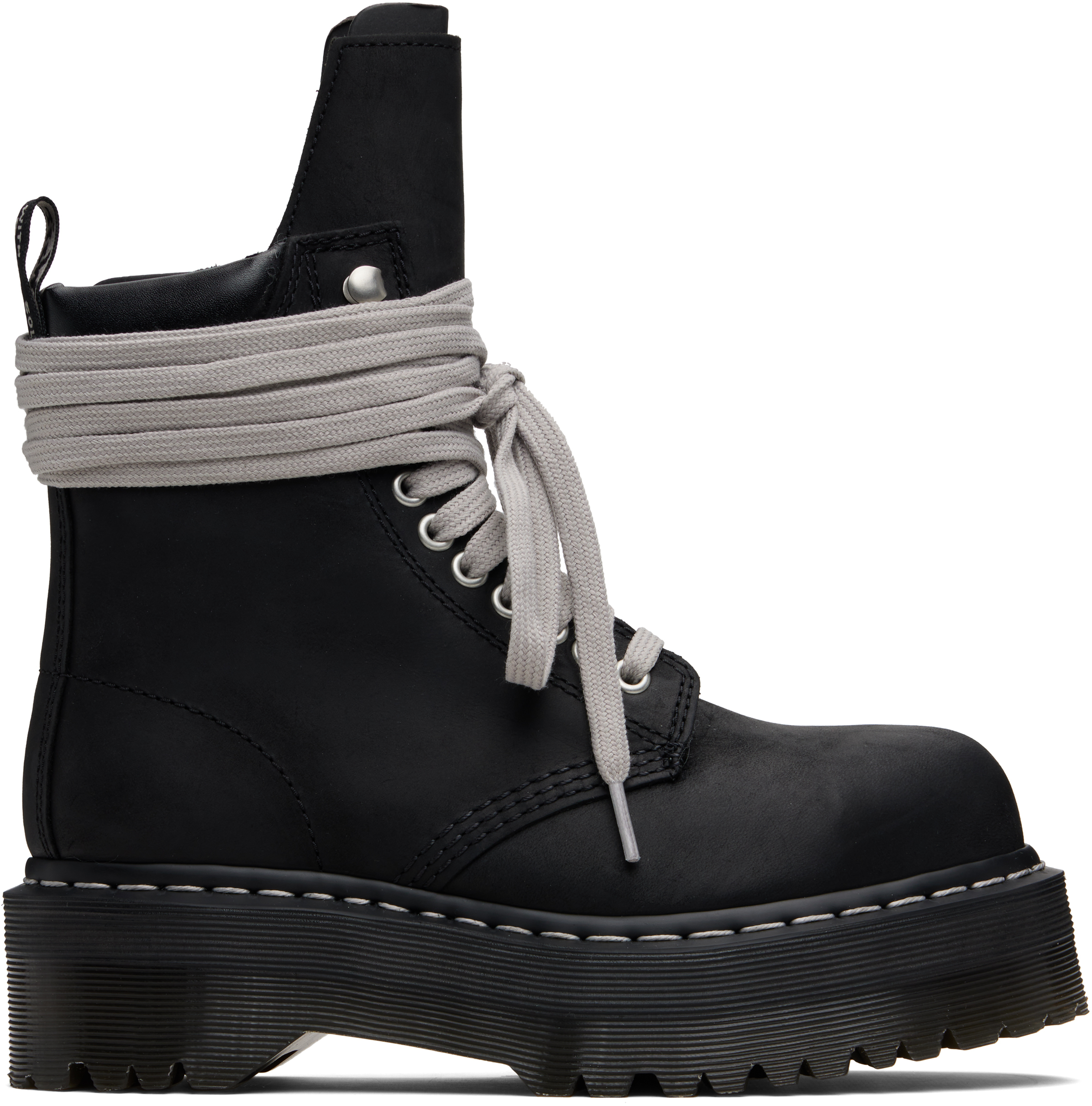 Rick Owens: Black Dr. Martens Edition Quad Sole Steel Toe Boots