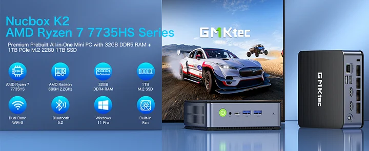 GMKtec AMD Ryzen 7 7735HS Mini PC--NucBox K2 309.99