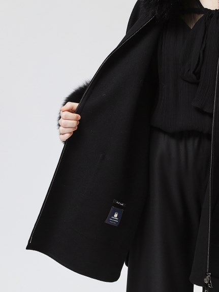 LORO PIANA|FAVOLA DOUBLE】ファー付き ウールカシミヤ ポンチョコート