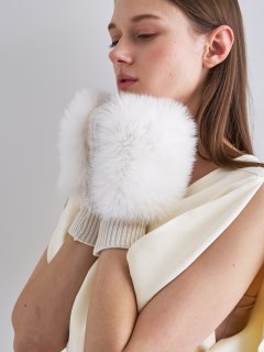 フォックスファー付き カシミヤ混ニットグローブ（その他）｜ALPO