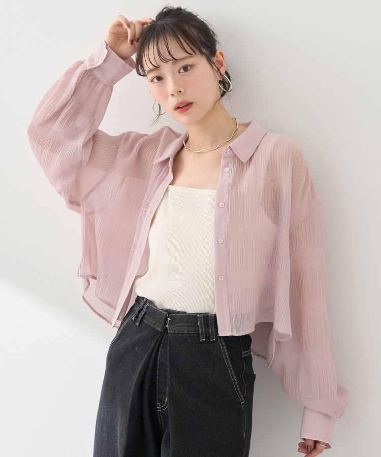 マジョリカプリーツショートシャツ/earth music&ecology（アース