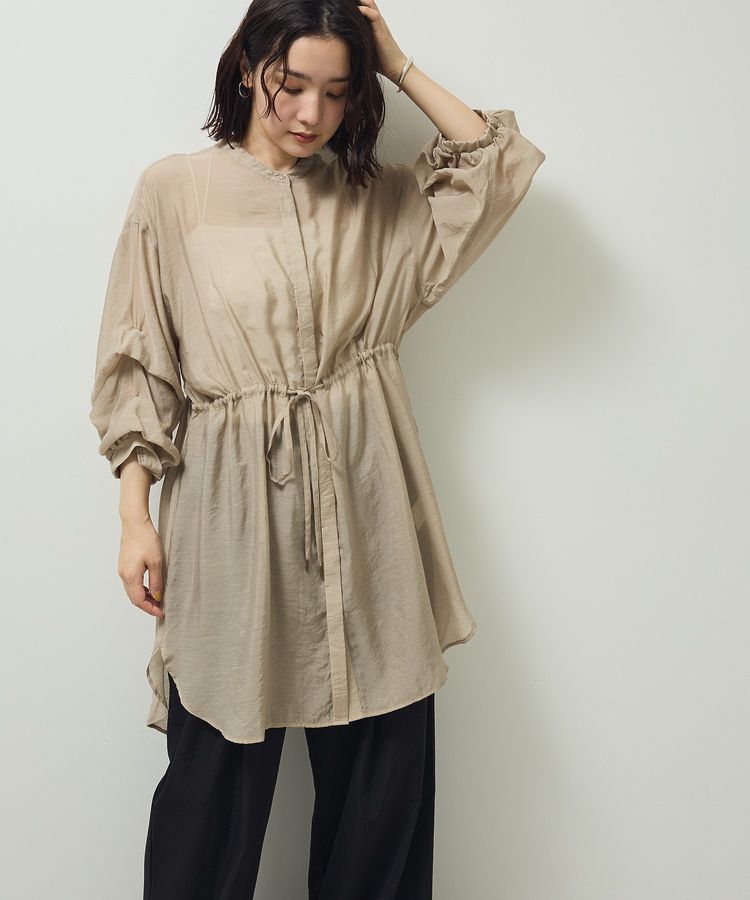 バンドカラー比翼タック袖チュニック/Green Parks（グリーン パークス