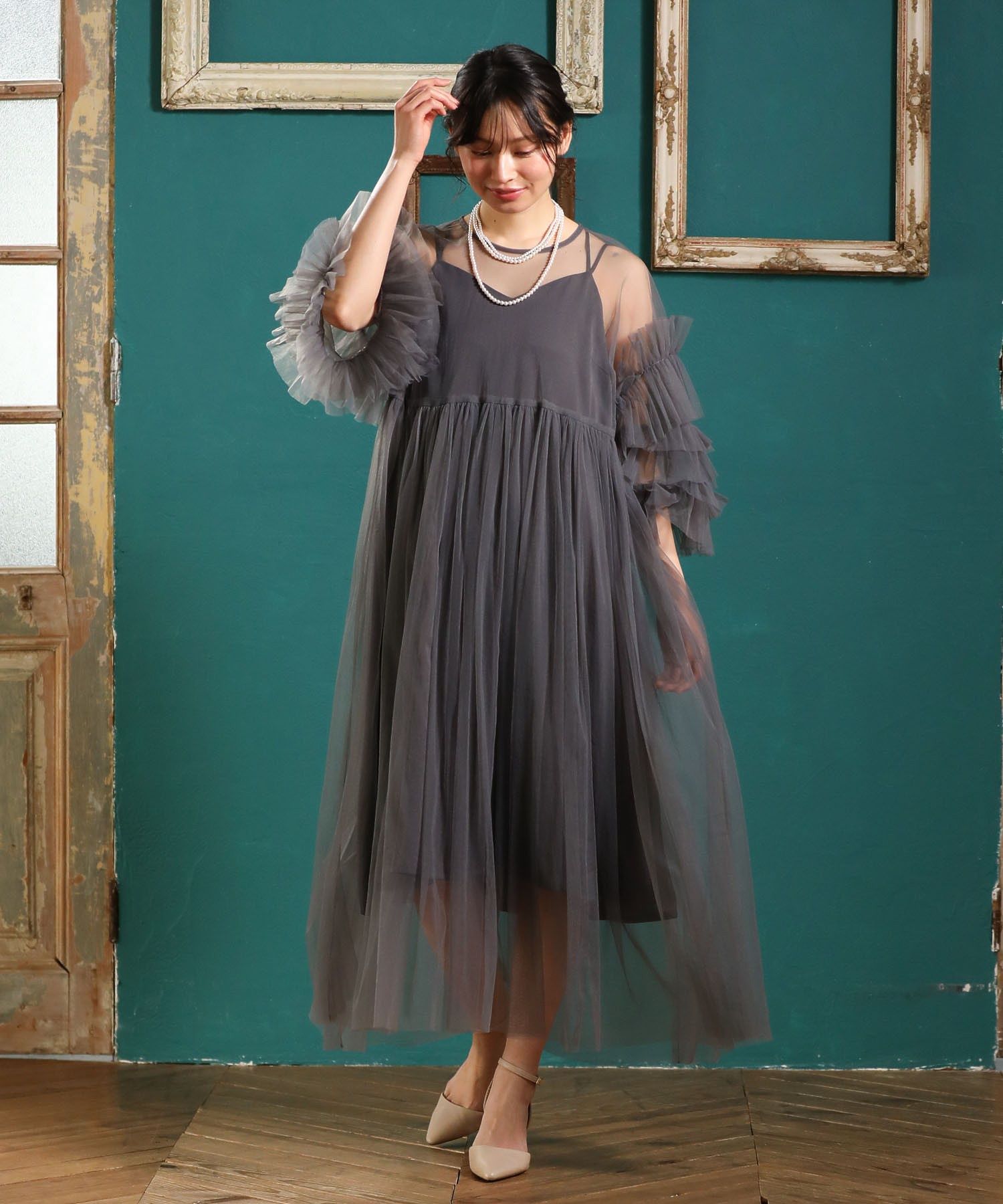 Railme チュールワンピース(インナーOP付)/Green Parks（グリーン