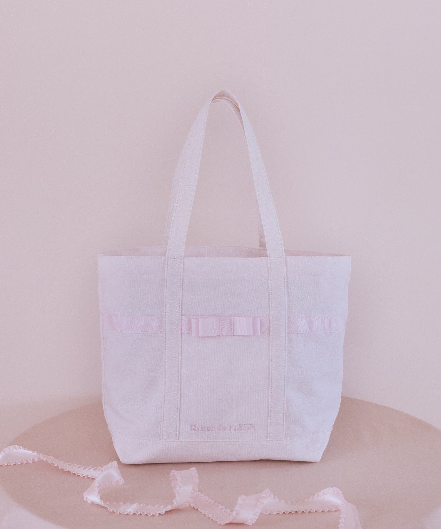 ピンクマニアマルチポケット帆布トートMバッグ/Maison de FLEUR