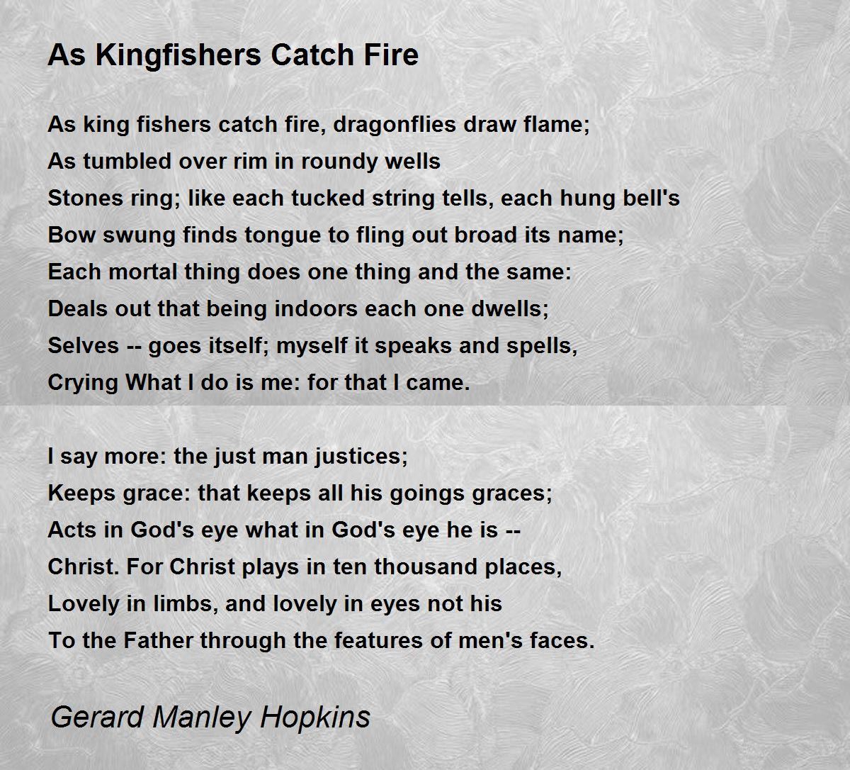 As Kingfishers Catch Fire - As Kingfishers Catch Fire Poem by