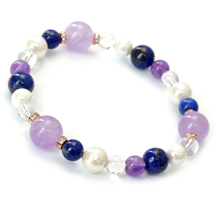 ラベンダーアメジスト・ラピスラズリ デザインブレスレット｜天然石