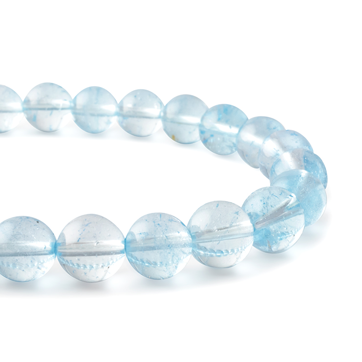 一点もの】ブルートパーズ8mm シンプルブレスレット【鑑別書付き