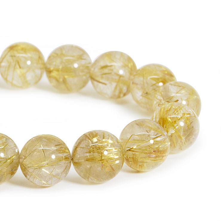 一点もの】タイチンルチルクォーツ 12mm シンプルブレスレット｜天然石