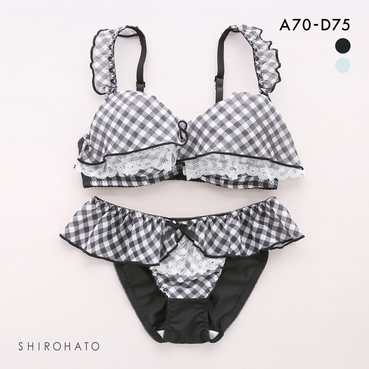 ピュアシェリ ギンガムチェックシフォンフリル ブラセット ABCD 盛り