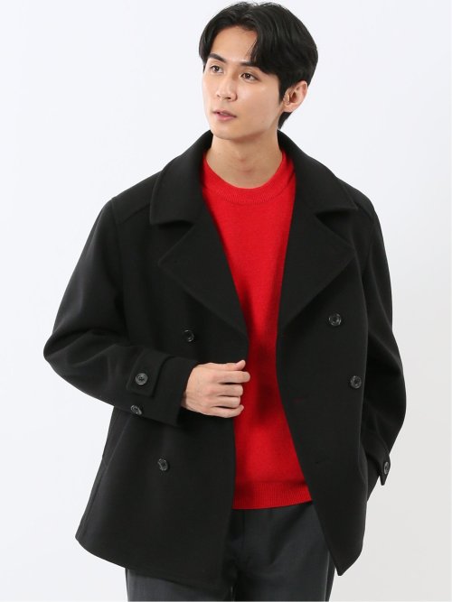 ストレッチメルトン ピーコート(M 05黒): アウター/コート | TAKA-Q