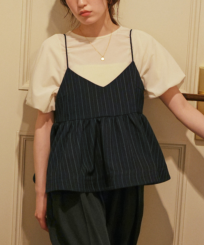 Vネックペプラムキャミソールトップス | titivate