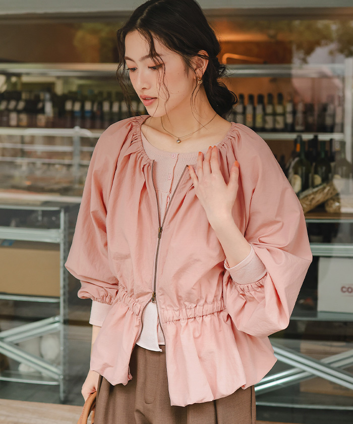 ペプラムギャザーボリュームブルゾン | titivate