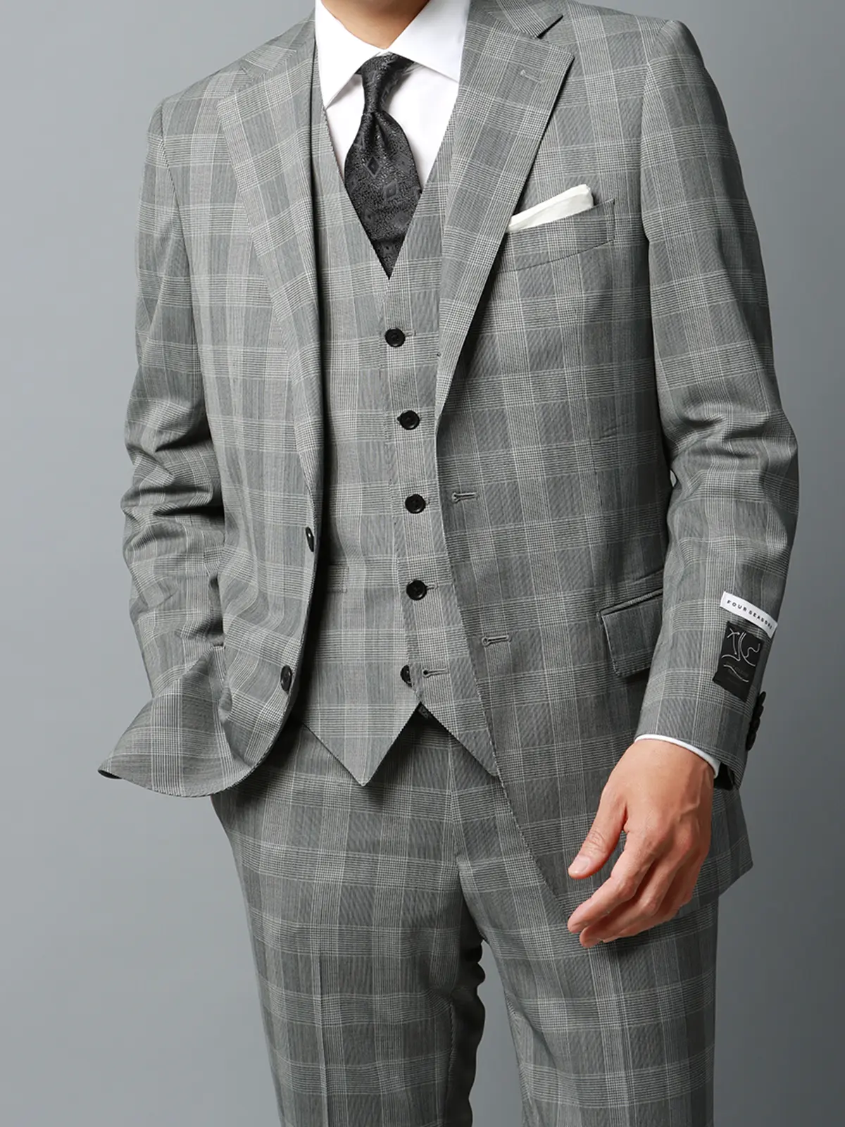 スーツ／スリーピース／3つボタン／グレンチェック／TR24 | SUIT