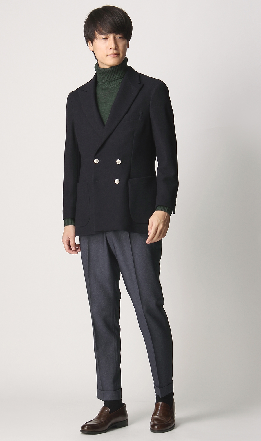 ダブル4ボタンピークドラペルメタル釦ブレザー《MORLES》 (MOJK2106-11