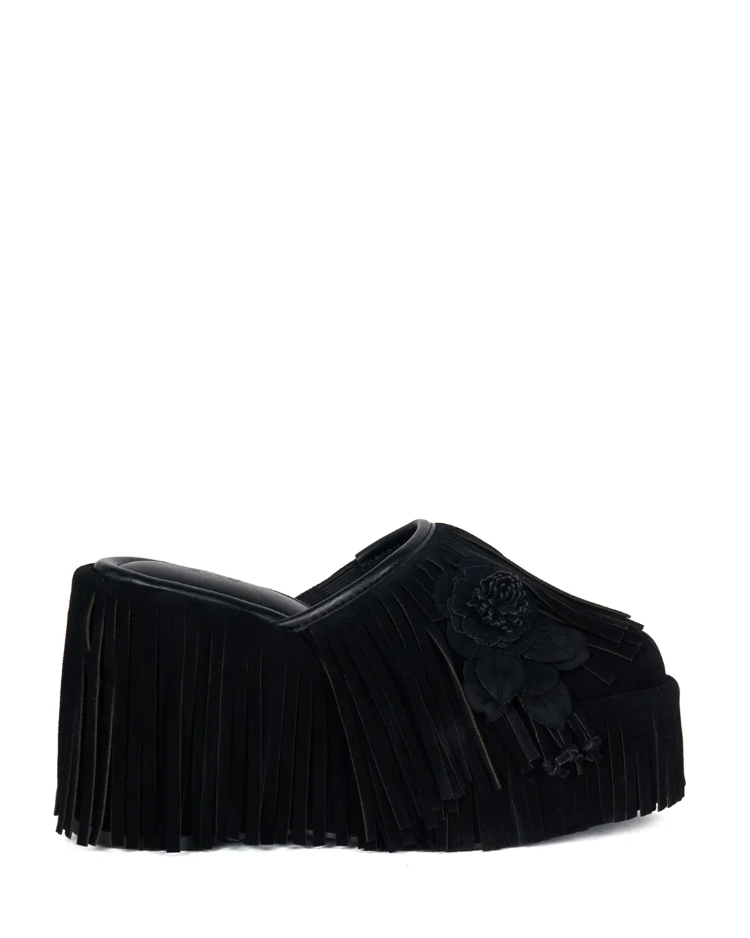 YELLO / HUSH FRINGED PLATFORM MULES