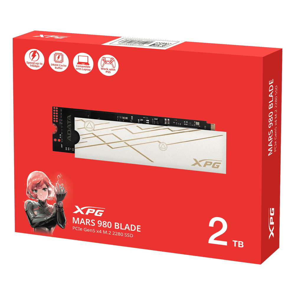 XPG Mars 980 Blade 2TB NVMe Gen5 M.2 SSD Heatsink 14000MB Okuma
