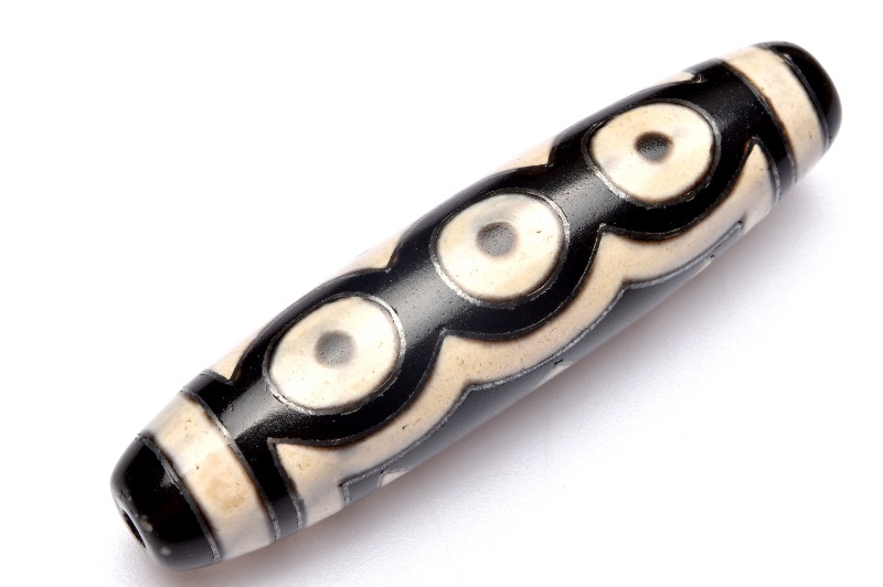 銀線天珠 五眼天珠 58x14mm 天珠(貫通穴) ルース 1個売り_PRG1185