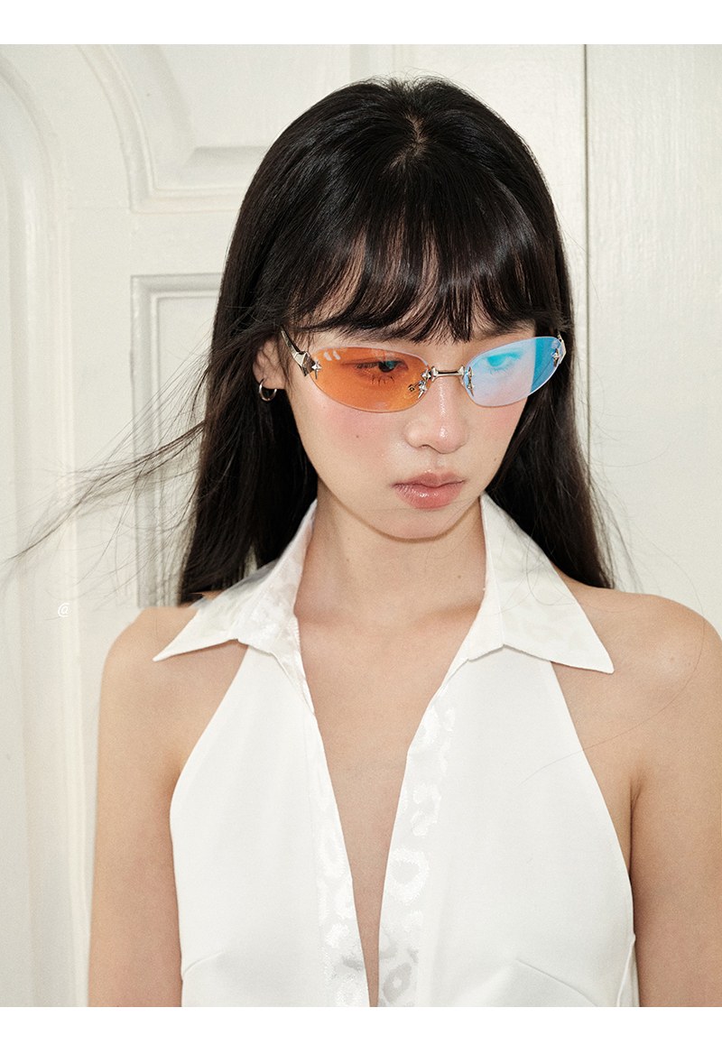ヴィンテージサングラス リムレス クリアー Y2K 小顔眼鏡 韓国