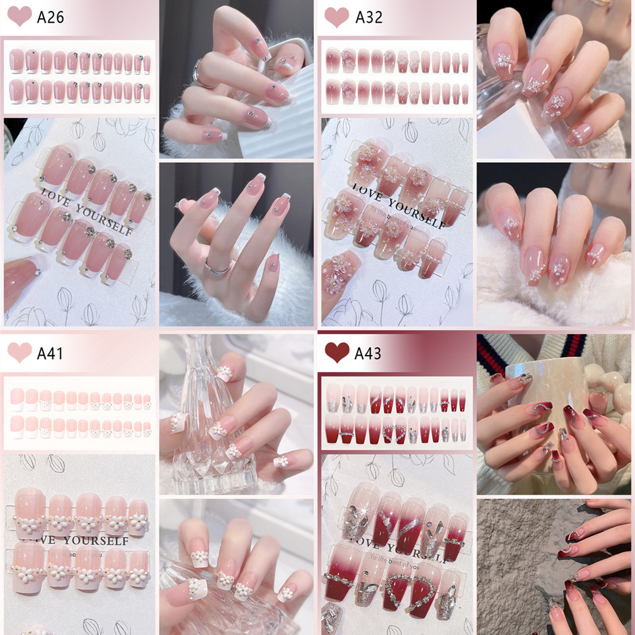 つけ爪 ネイルチップ 24ネイル枚SETチップ ネイルシール フラワー