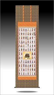 四国八十八ヶ所ご本尊彩色御影お札（尺八 ※複製）完成品掛け軸