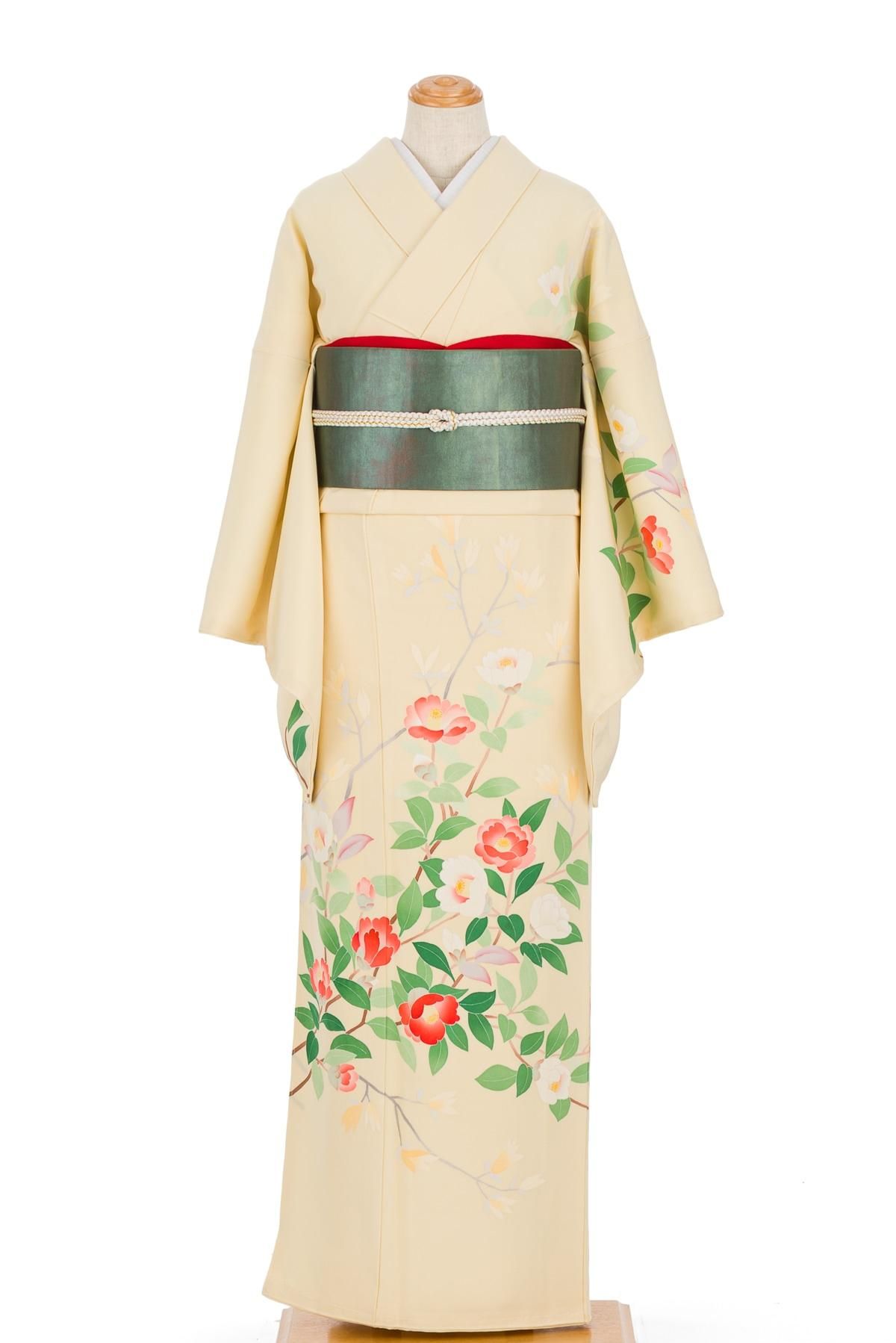 訪問着 一つ紋 本場加賀友禅 成竹登茂男 椿 - からん::アンティーク