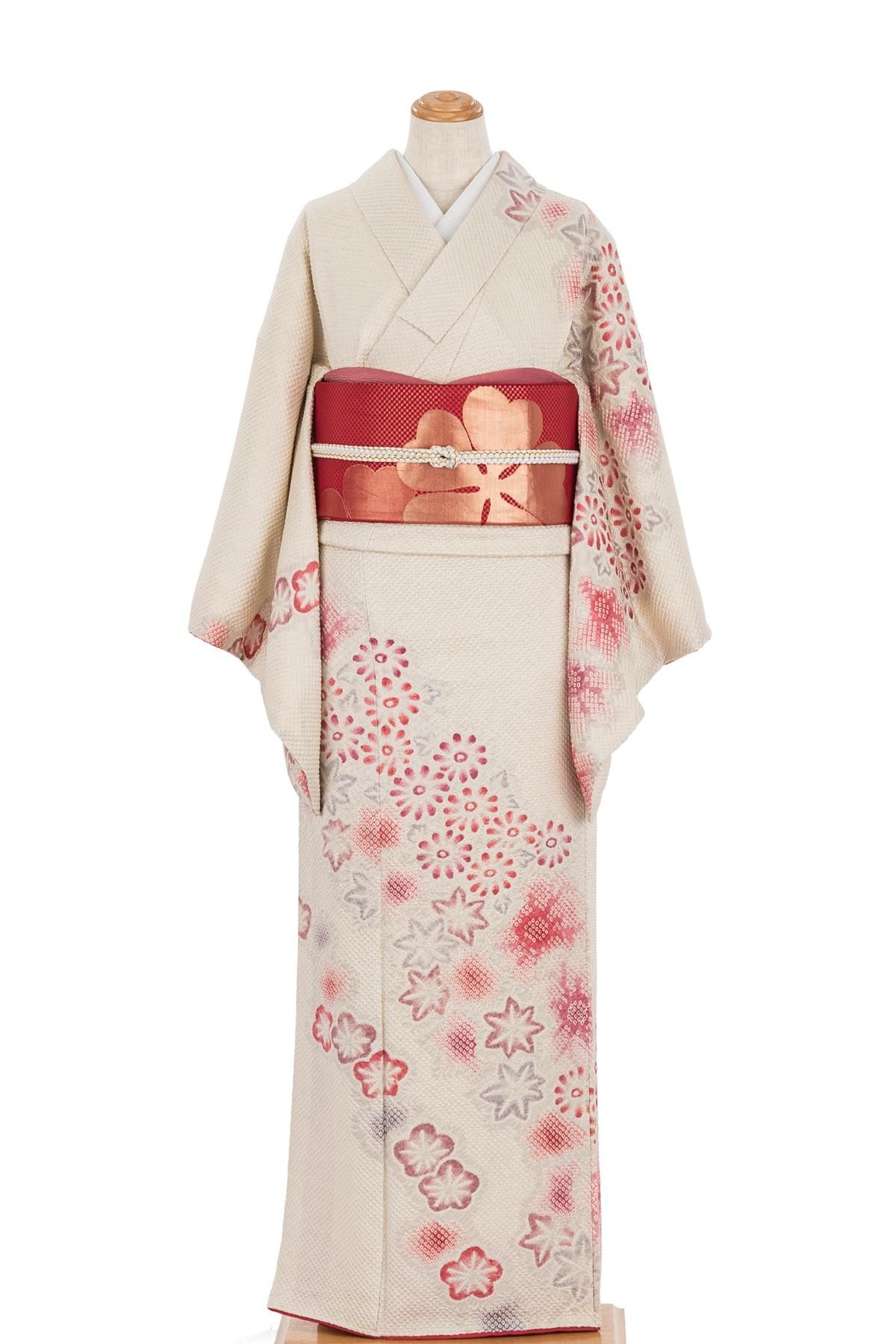 訪問着 総絞り 菊 梅 紅葉 - からん::アンティーク着物・リサイクル