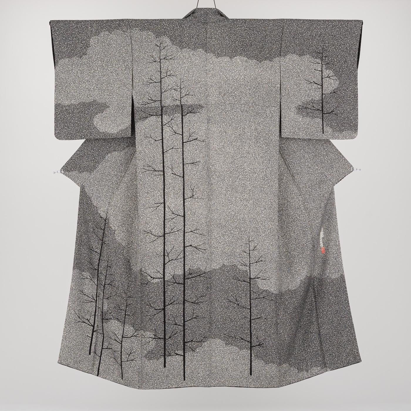 訪問着 川村久太郎 霞に木々 - からん::アンティーク着物・リサイクル