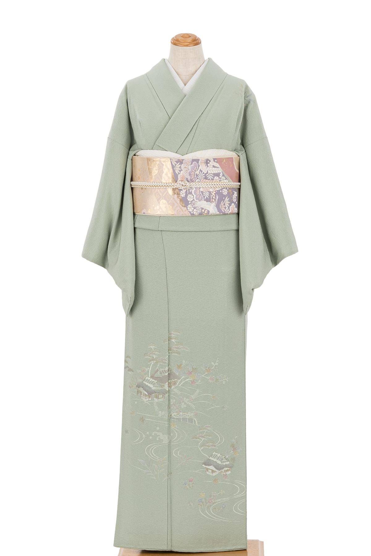 訪問着 刺繍 茶屋辻模様 - からん::アンティーク着物・リサイクル着物