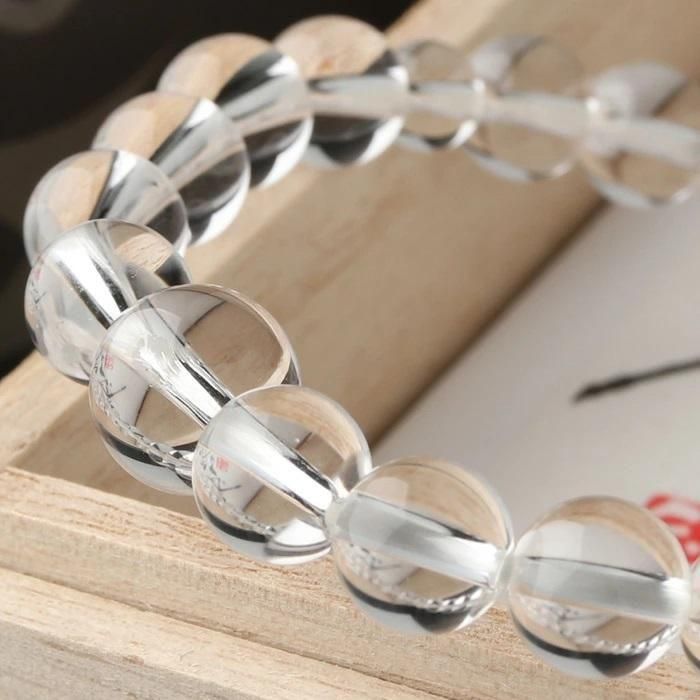 数珠ブレスレット 鑑別書付き 甲府磨き 約8ミリ 本水晶 桐箱入り