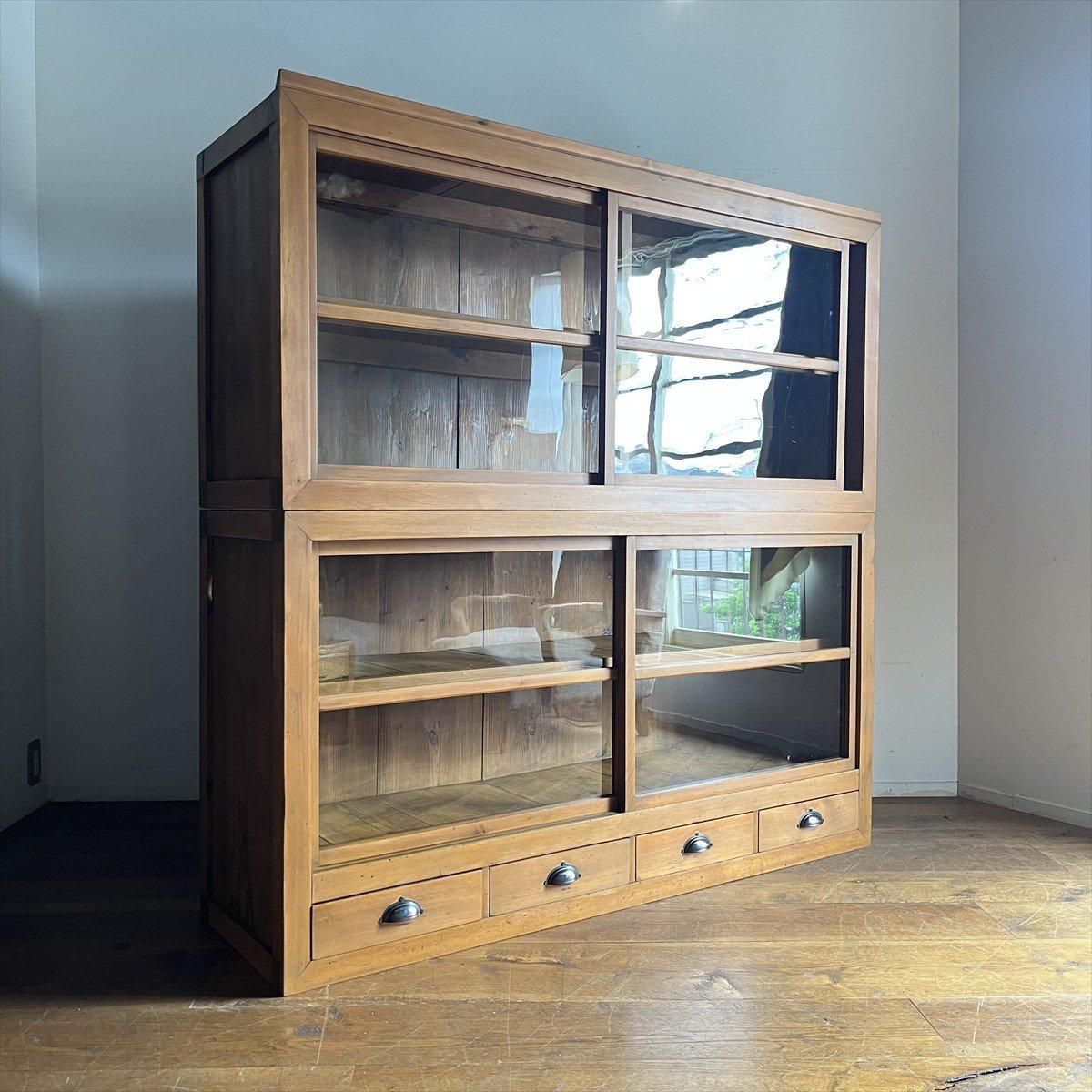 水屋/杉と松/ゆらゆらガラス - 古家具・古道具 アンティーク家具 kubu