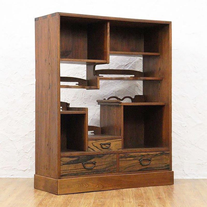 茶箪笥 日本製 ケヤキ 黒柿 大正昭和レトロ